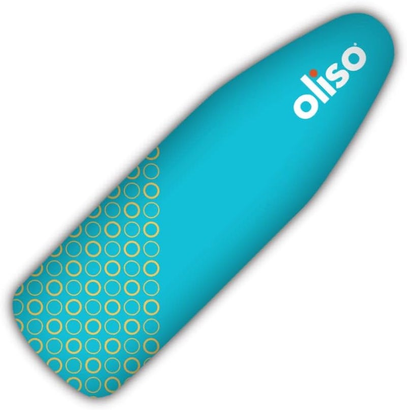 Oliso Ironing Board Cover – 100% Cotton with Professional Felt Pad, Fits Standard 54" x 15" Boards – Secure Fit with Wide Elastic Edge & Adjustable Straps – Turquoise - Image 1